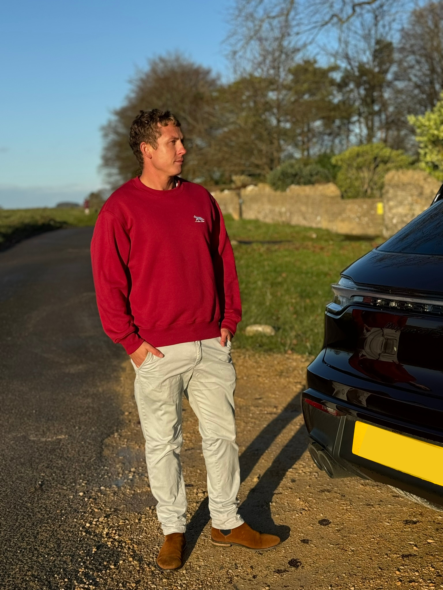 Unisex Signature Wolf Tundra Cranberry Red Fleece Jumper