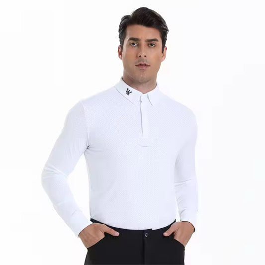 Men's Omega White Riding Long Sleeve Competition Shirt