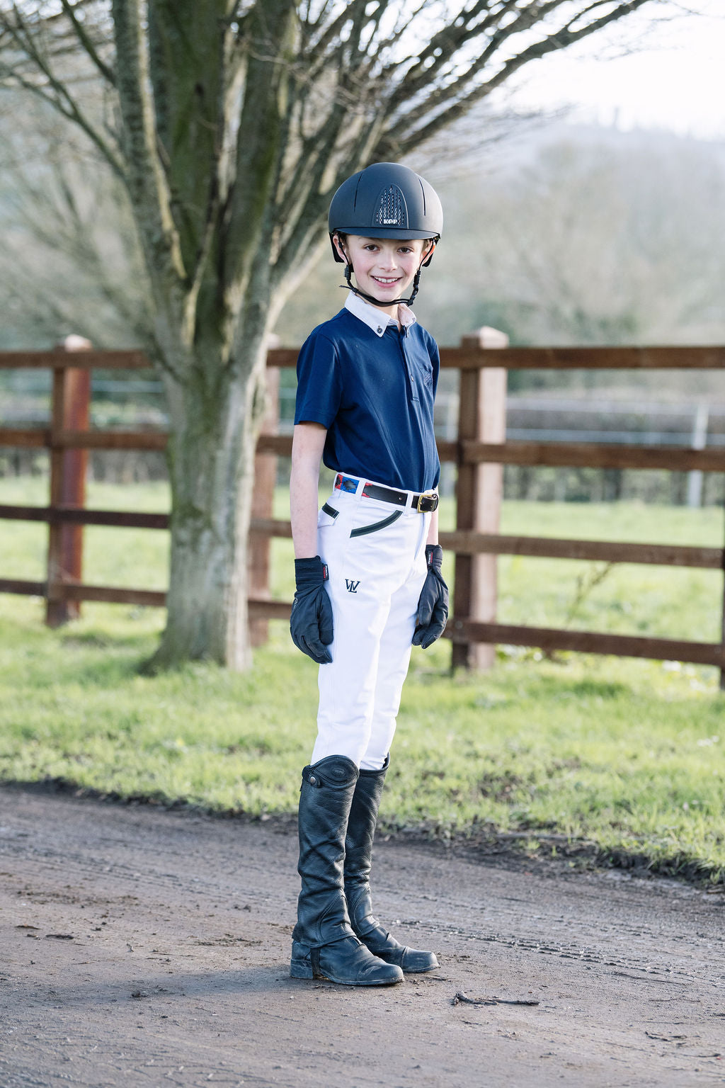 Children's Boys White Omega Competition Breeches