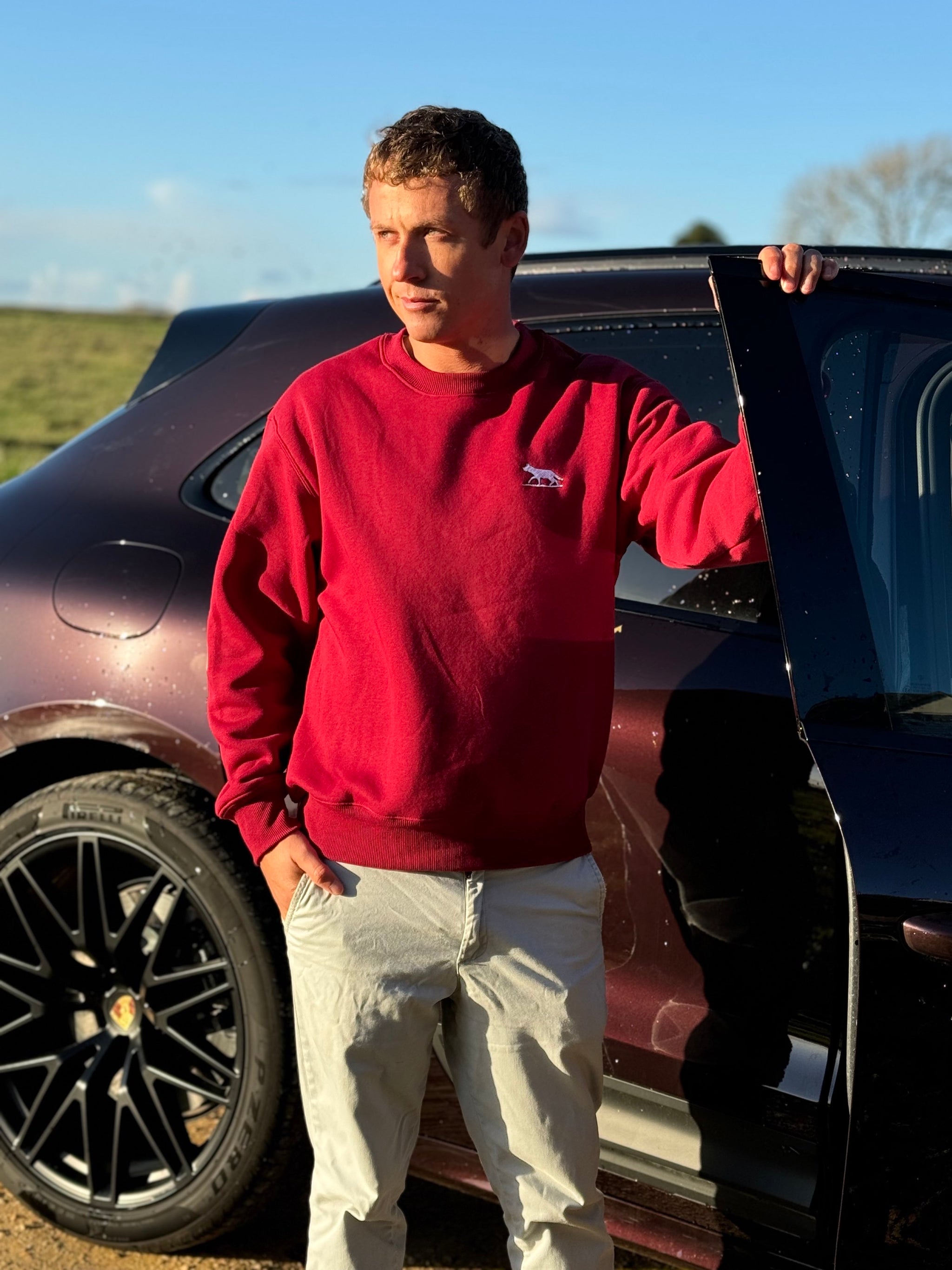 Unisex Signature Wolf Tundra Cranberry Red Fleece Jumper
