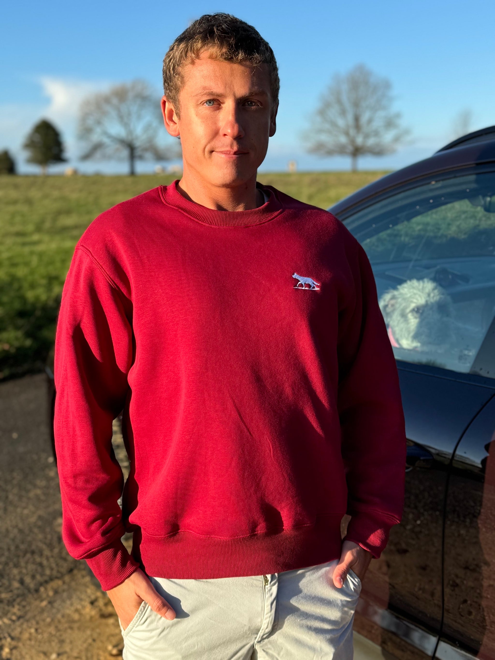 Unisex Signature Wolf Tundra Cranberry Red Fleece Jumper