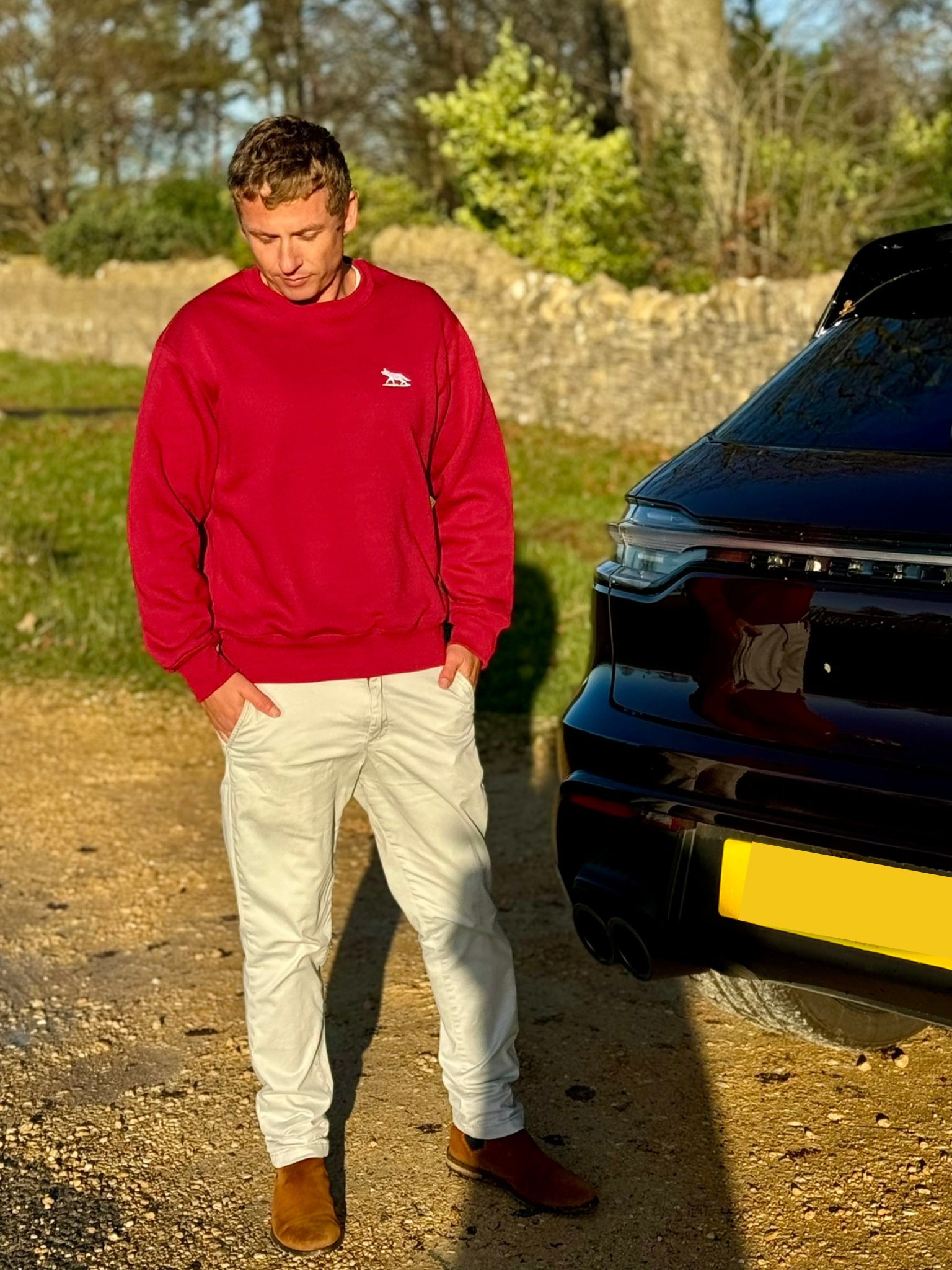 Unisex Signature Wolf Tundra Cranberry Red Fleece Jumper
