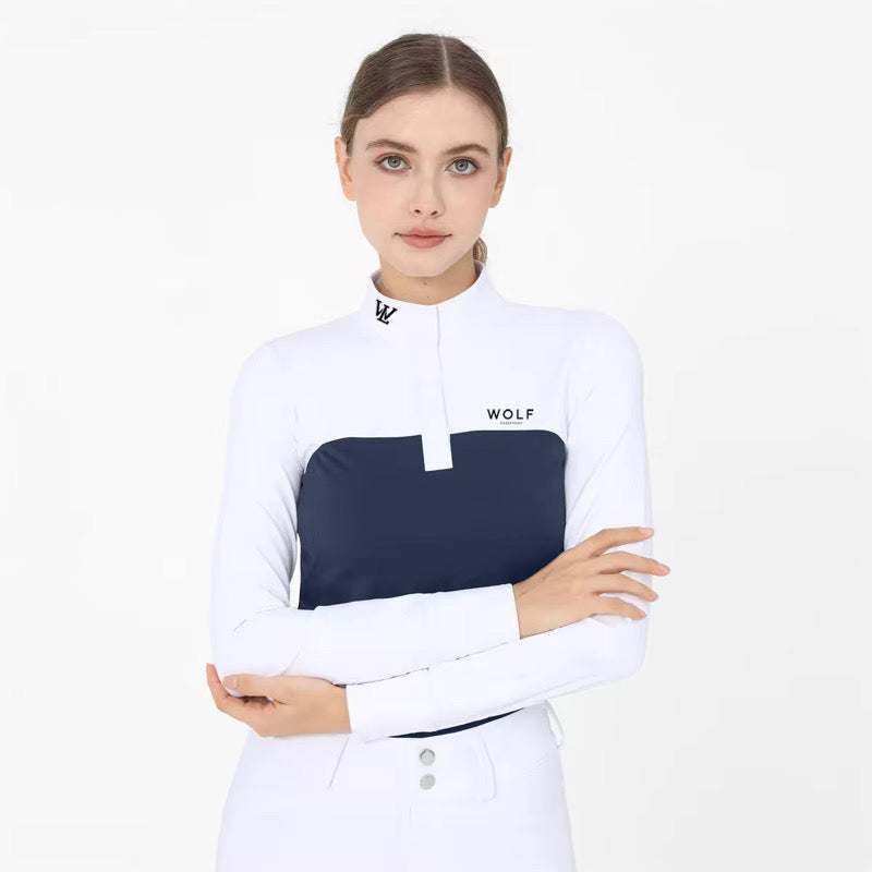 Ladies Omega Navy and White Long Sleeve  Competition Shirt