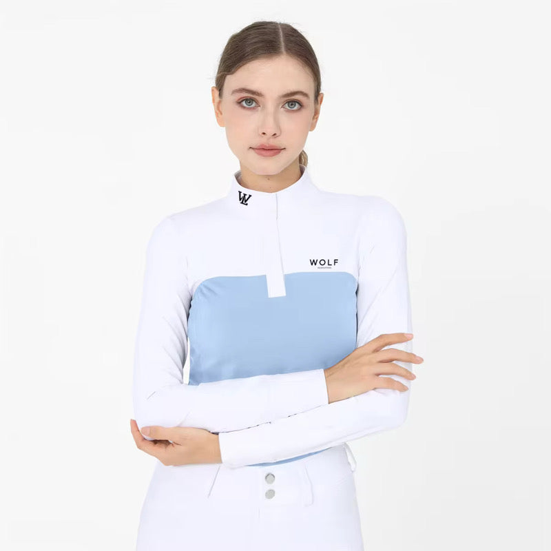 Ladies Omega Blue & White Long Sleeve  Competition Shirt