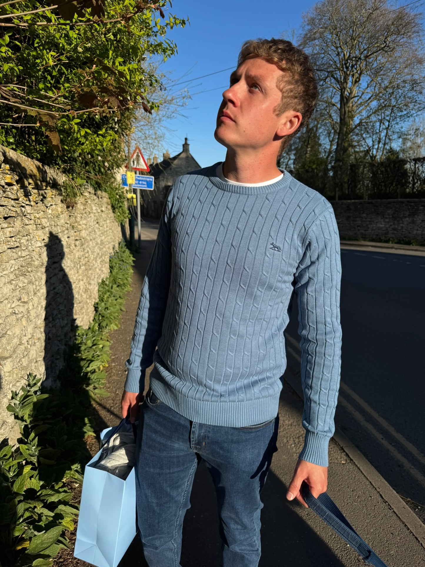 Men's Blue Unisex Hudson Bay Cable Knit Jumper