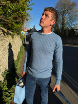 Men's Blue Unisex Hudson Bay Cable Knit Jumper
