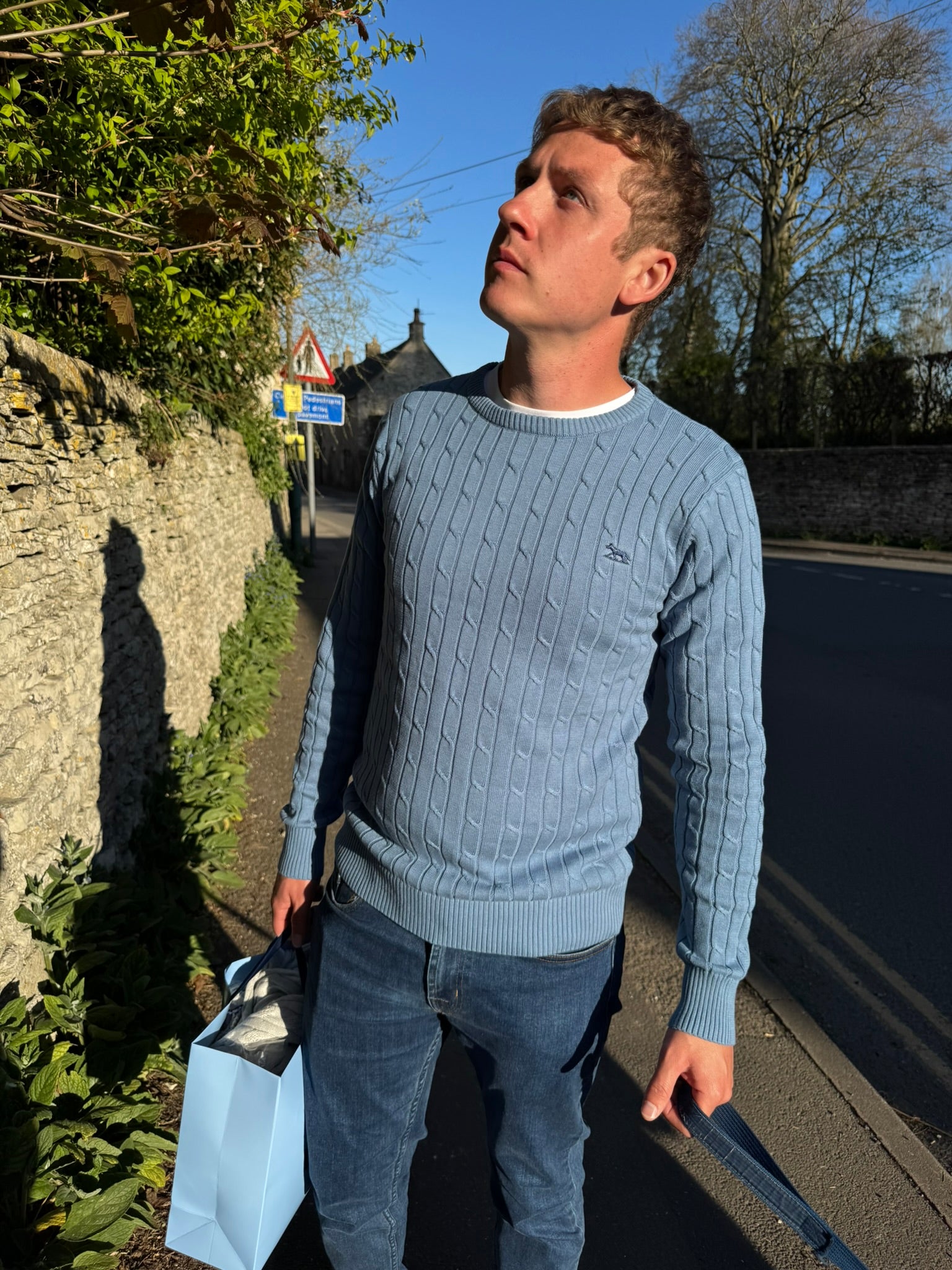 Men's Blue Unisex Hudson Bay Cable Knit Jumper
