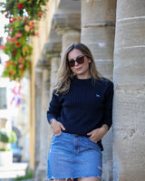 Women's Navy Unisex Hudson Bay Cable Knit Jumper