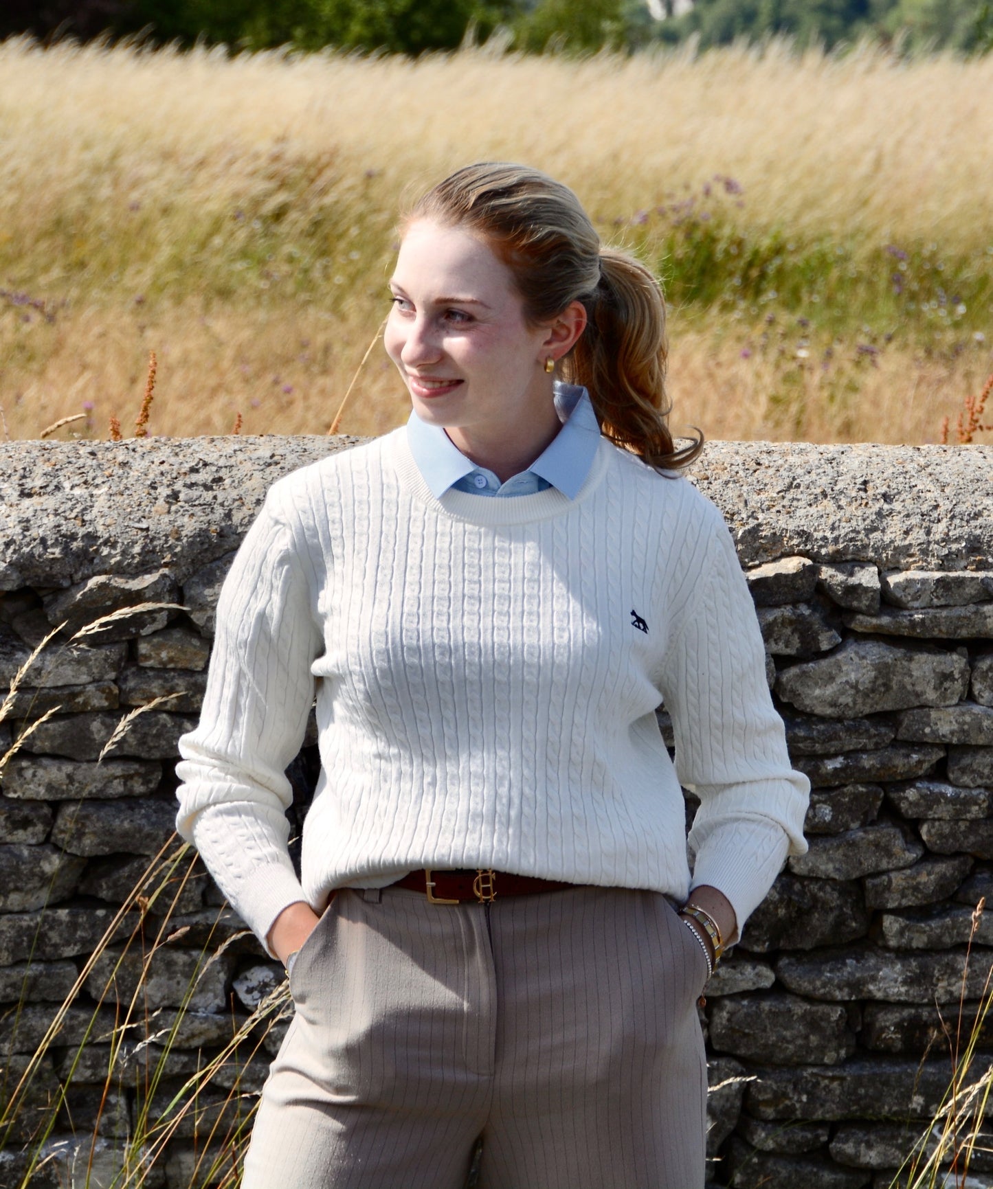 Women's Ivory White Hudson Bay Cable knit Jumper