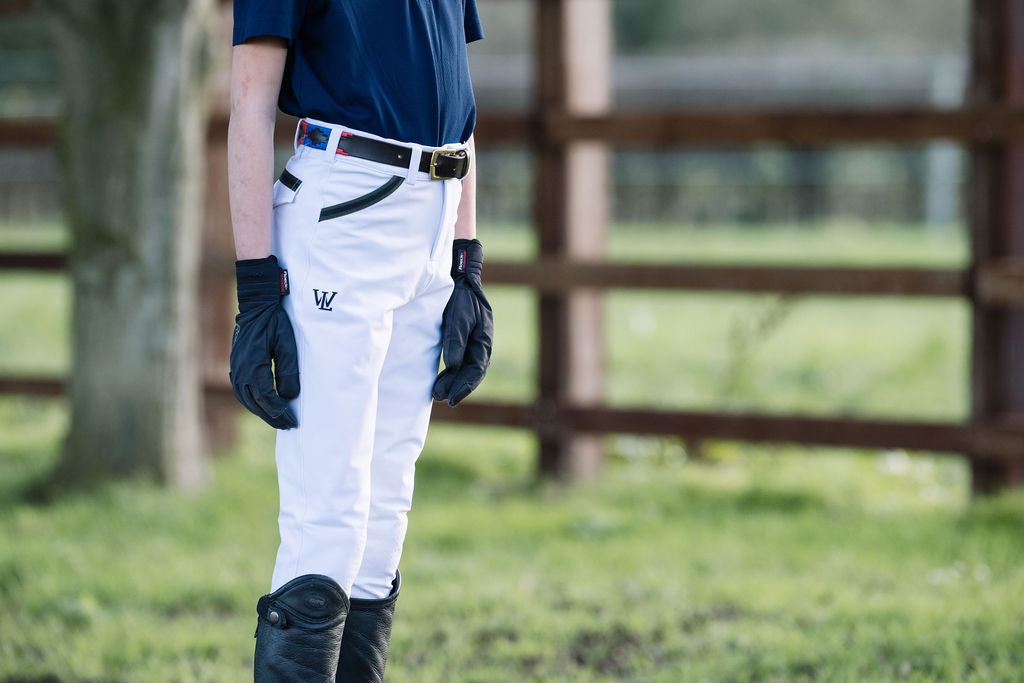 Children's Boys White Omega Competition Breeches