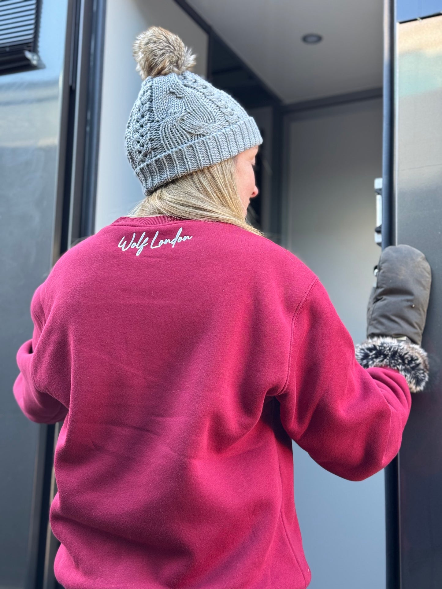Unisex Signature Wolf Tundra Cranberry Red Fleece Jumper
