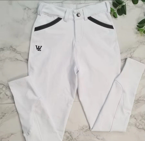 Children's Boys White Omega Competition Breeches