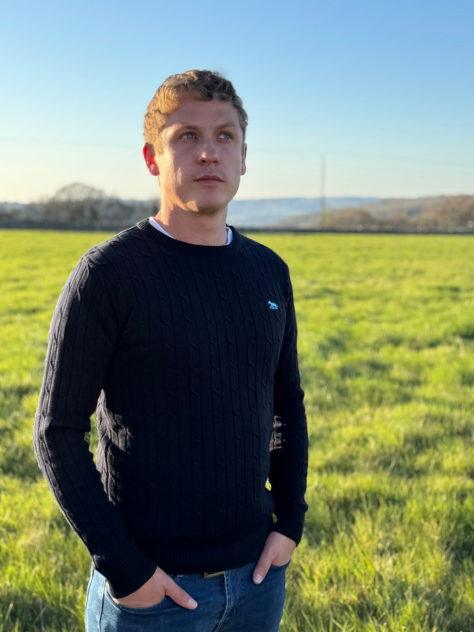 Men's Navy Unisex Hudson Bay Cable Knit Jumper