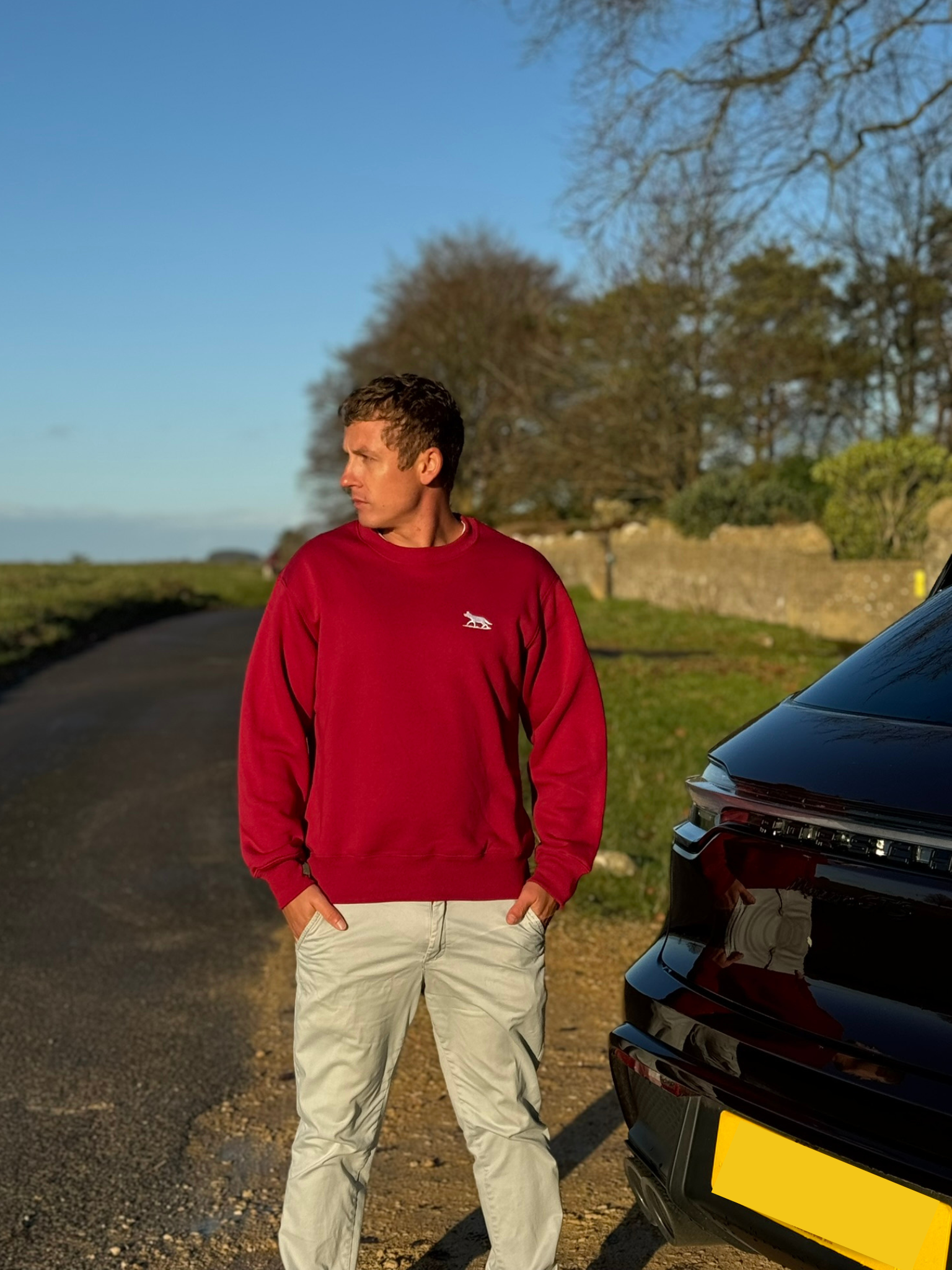 Unisex Signature Wolf Tundra Cranberry Red Fleece Jumper