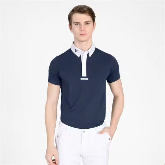 Men's Omega Navy Riding Competition Short Sleeve Shirt