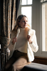 Women's Arctic White Hudson Bay Roll Neck Cable Knit Jumper