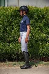 Girls Riding Tights in White with Navy Base Layer