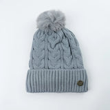 Grey Faux Fur Hat with Bobble