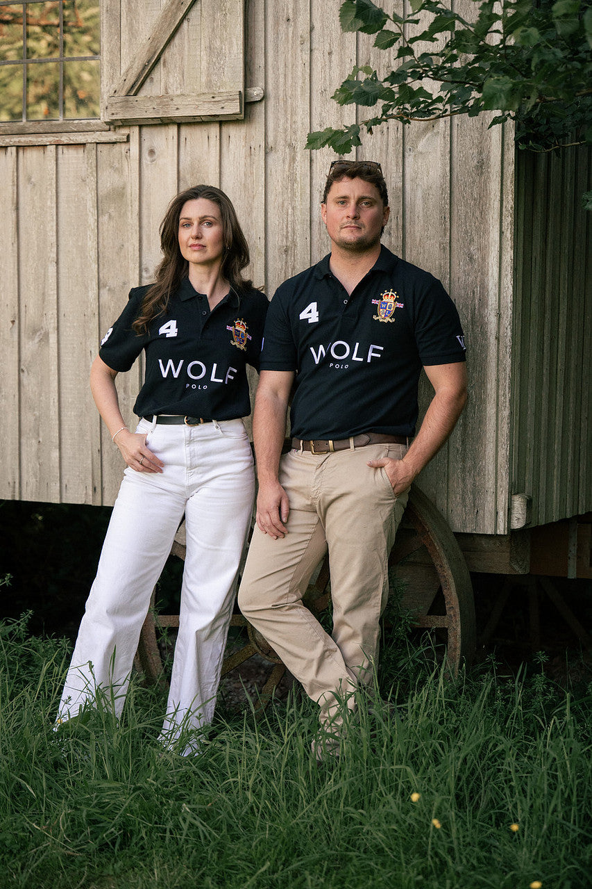 Men and Women's Black Polo Shirt Front View 