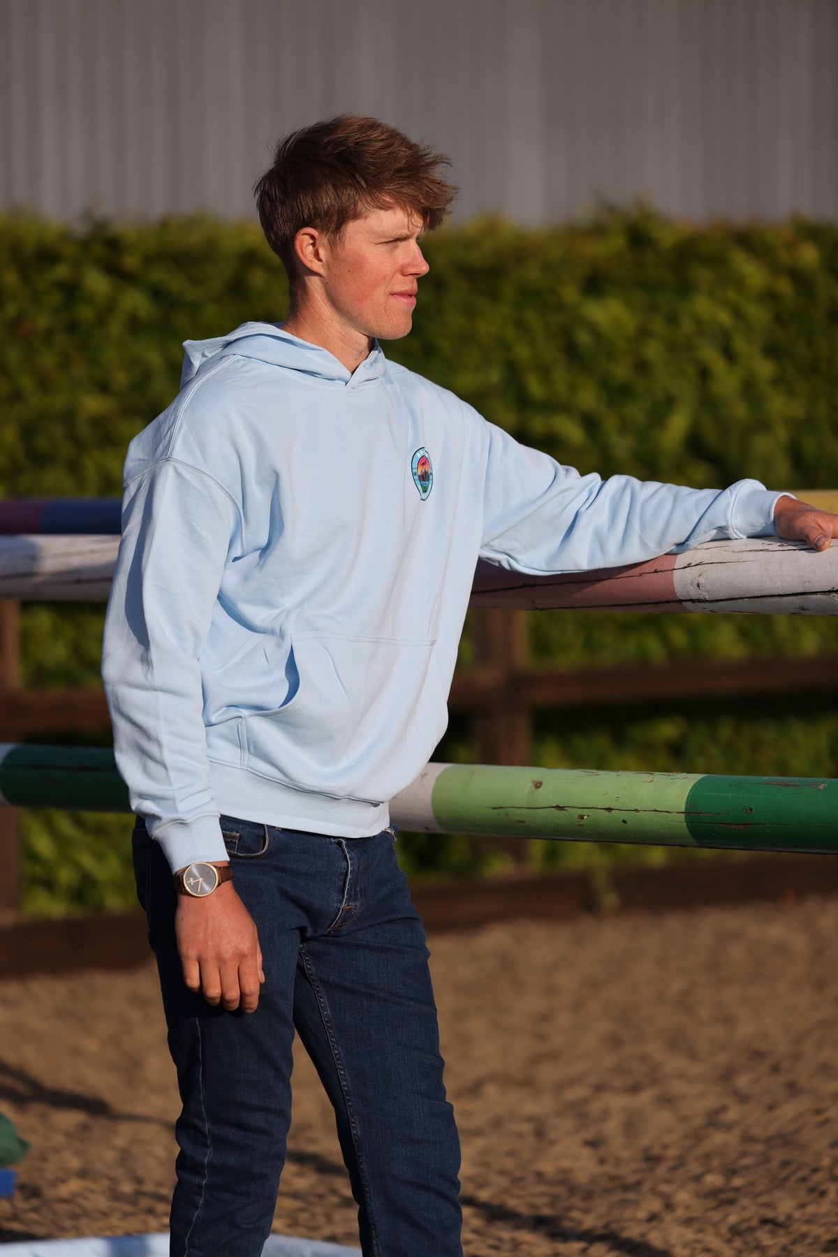 Men's Blue Wolf Equestrian Riding Hoodie