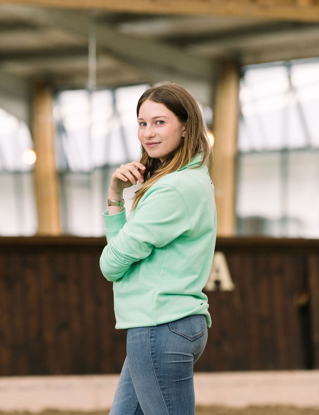 Side of Mint Green Quarter Zip