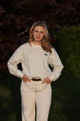 Women's Grey Crewneck French Terry Cotton Jumper