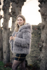 Women's Grey Faux Fur Coat 