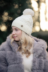 Women's Grey Faux Fur Coat with White Faux Fur Hat