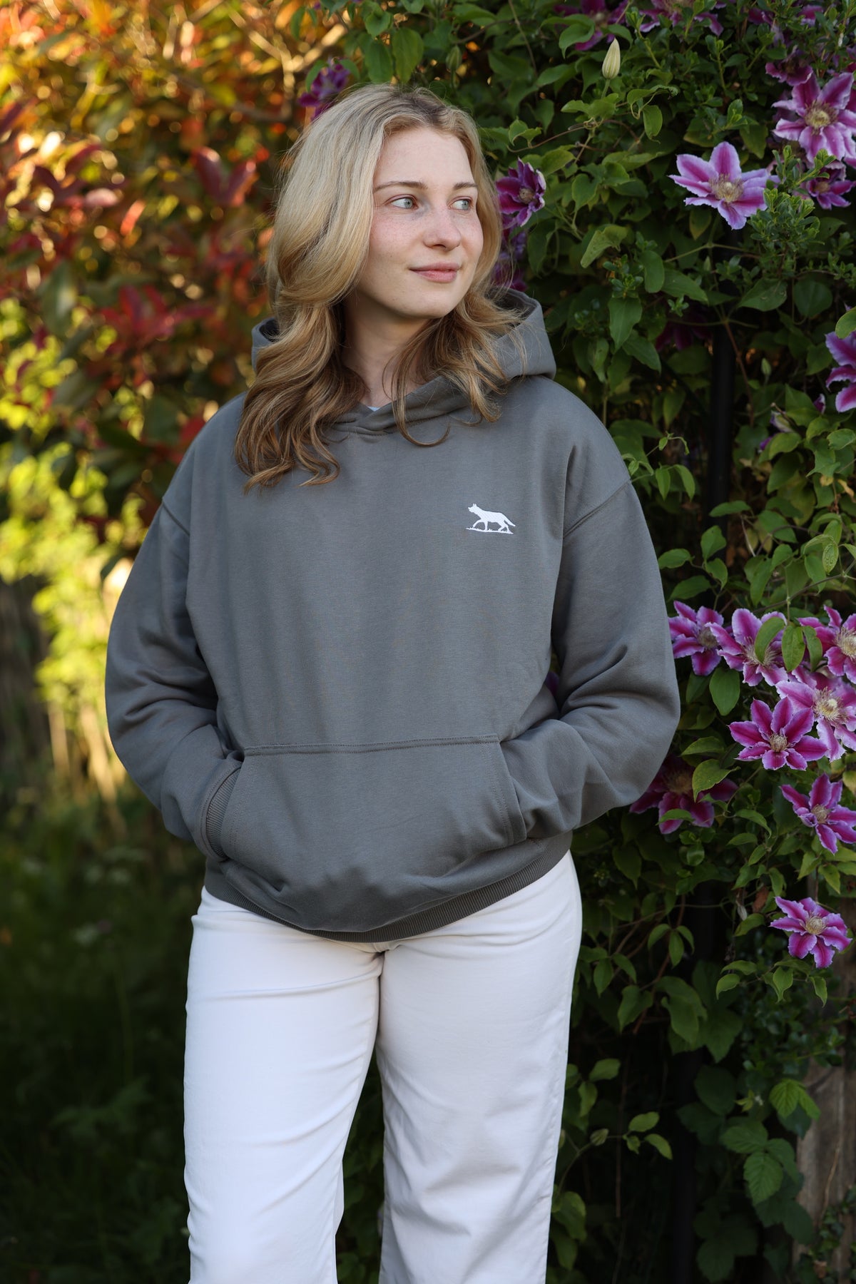 Women's Grey Wolf London Oversized soft cotton Hoodie Side view