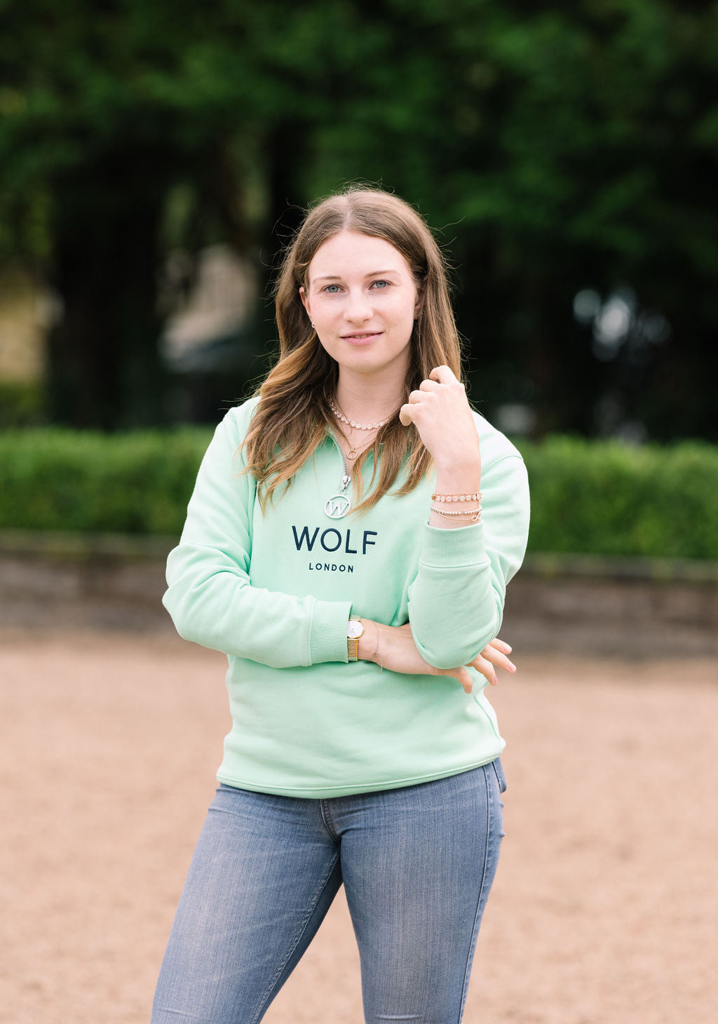 Women's Mint Green Equestrian Quarter Zip