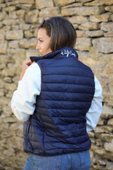 Women's Navy Duck Feathered Padded Gilet Back view