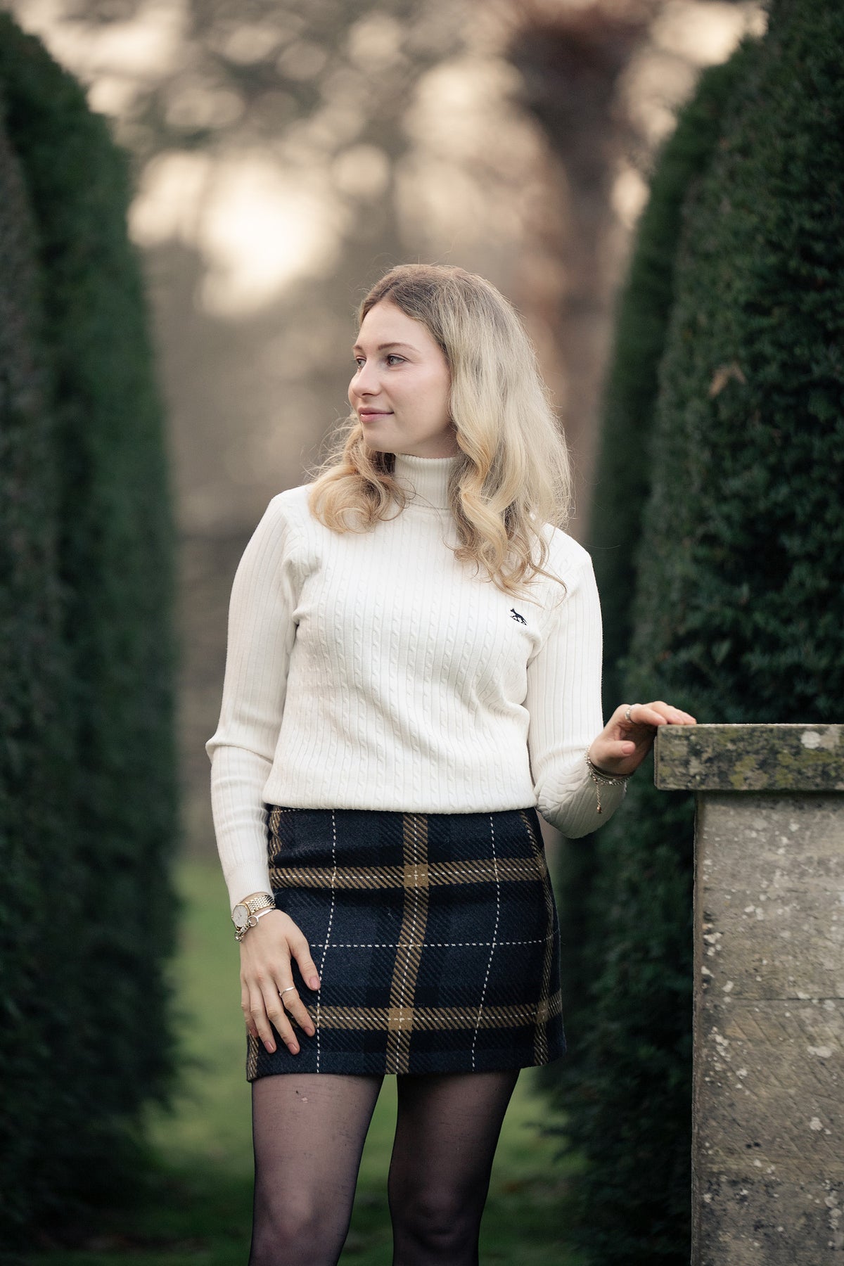 Women's White Roll Neck Jumper 
